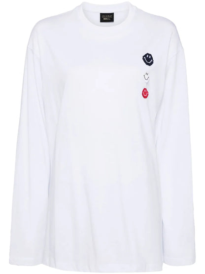 Smiley-Motif Long-Sleeved T-Shirt