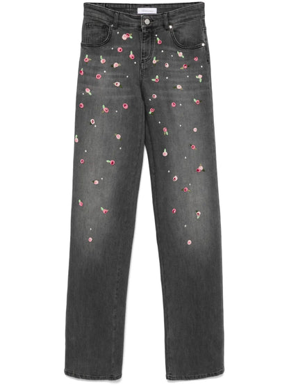 Roses Embroidery Jeans