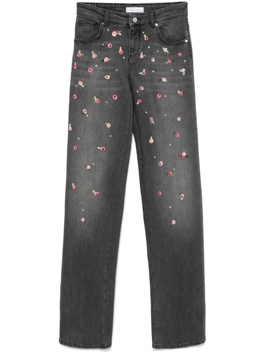 Roses Embroidery Jeans