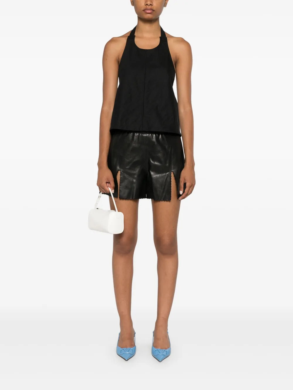 Vented Leather Shorts