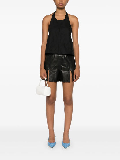 Vented Leather Shorts