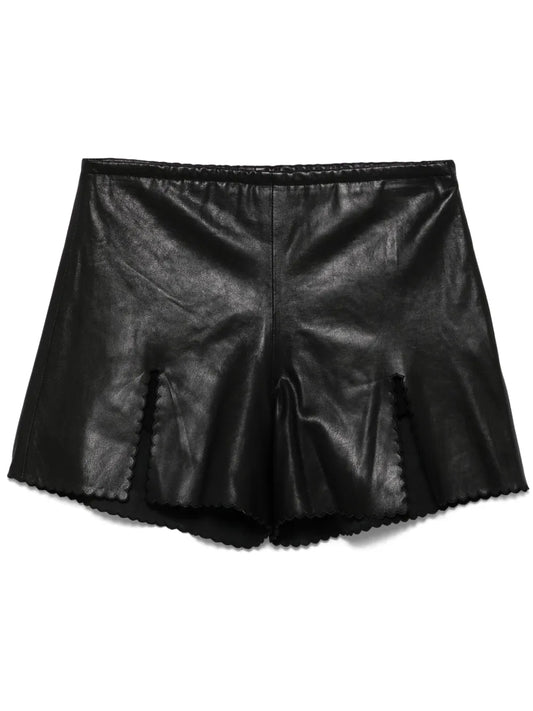 Vented Leather Shorts