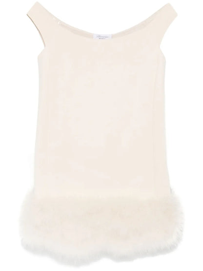 Feather-Embellished Mini Dress