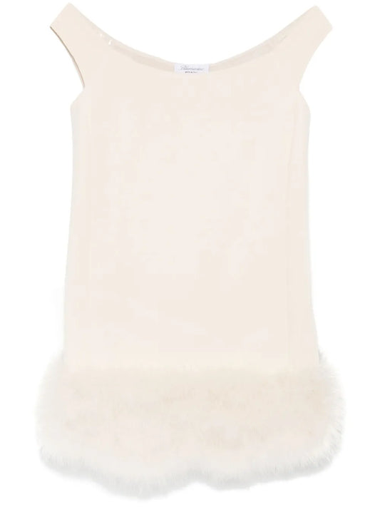 Feather-Embellished Mini Dress