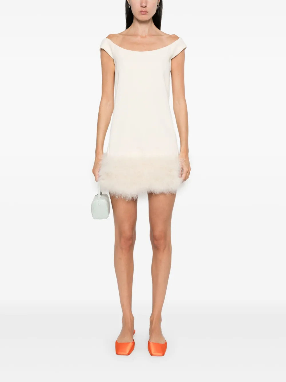 Feather-Embellished Mini Dress