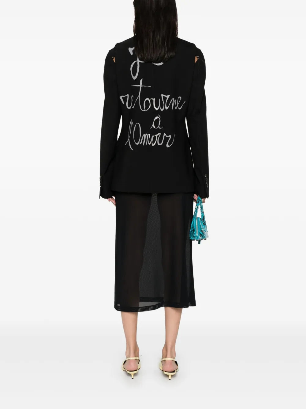 Lettering-Print Single-Breasted Blazer