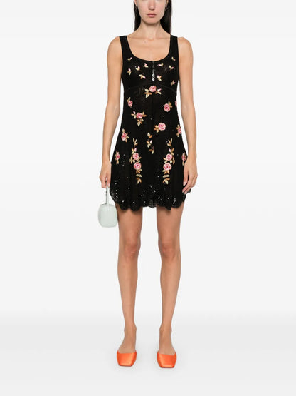Embroidery Tulle Mini Dress