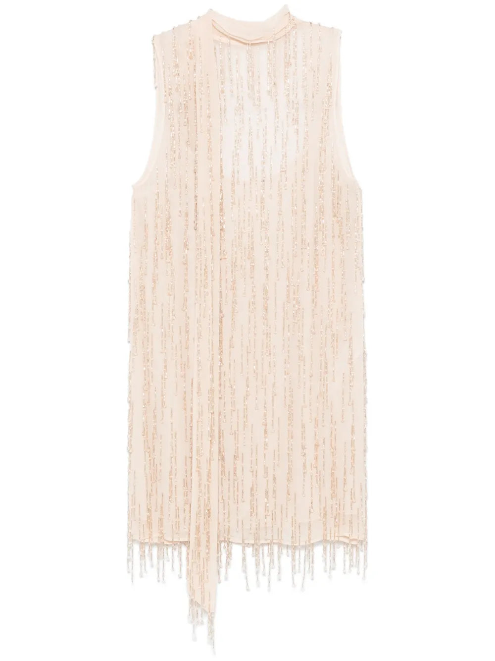 Bead-Embellished Georgette Mini Dress