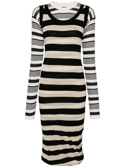 Stripes Cotton Midi Dress