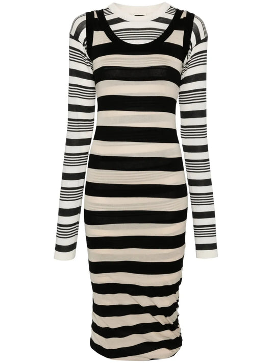 Stripes Cotton Midi Dress