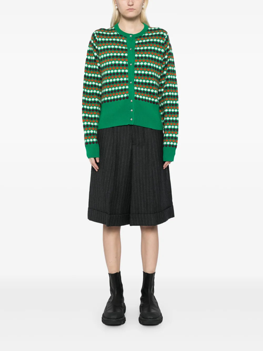 Polka-Dot Cashmere Cardigan