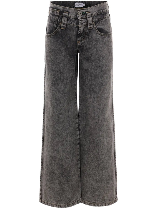 Washed Wide-Leg Jeans