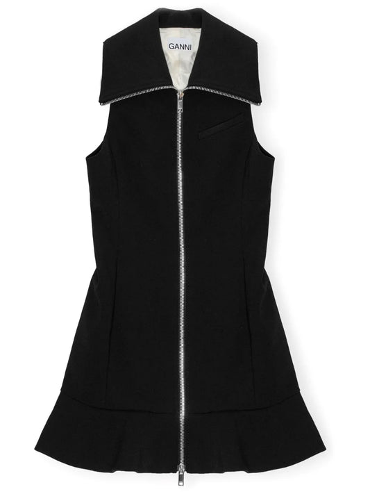 Zip-Up Crepe Mini Dress