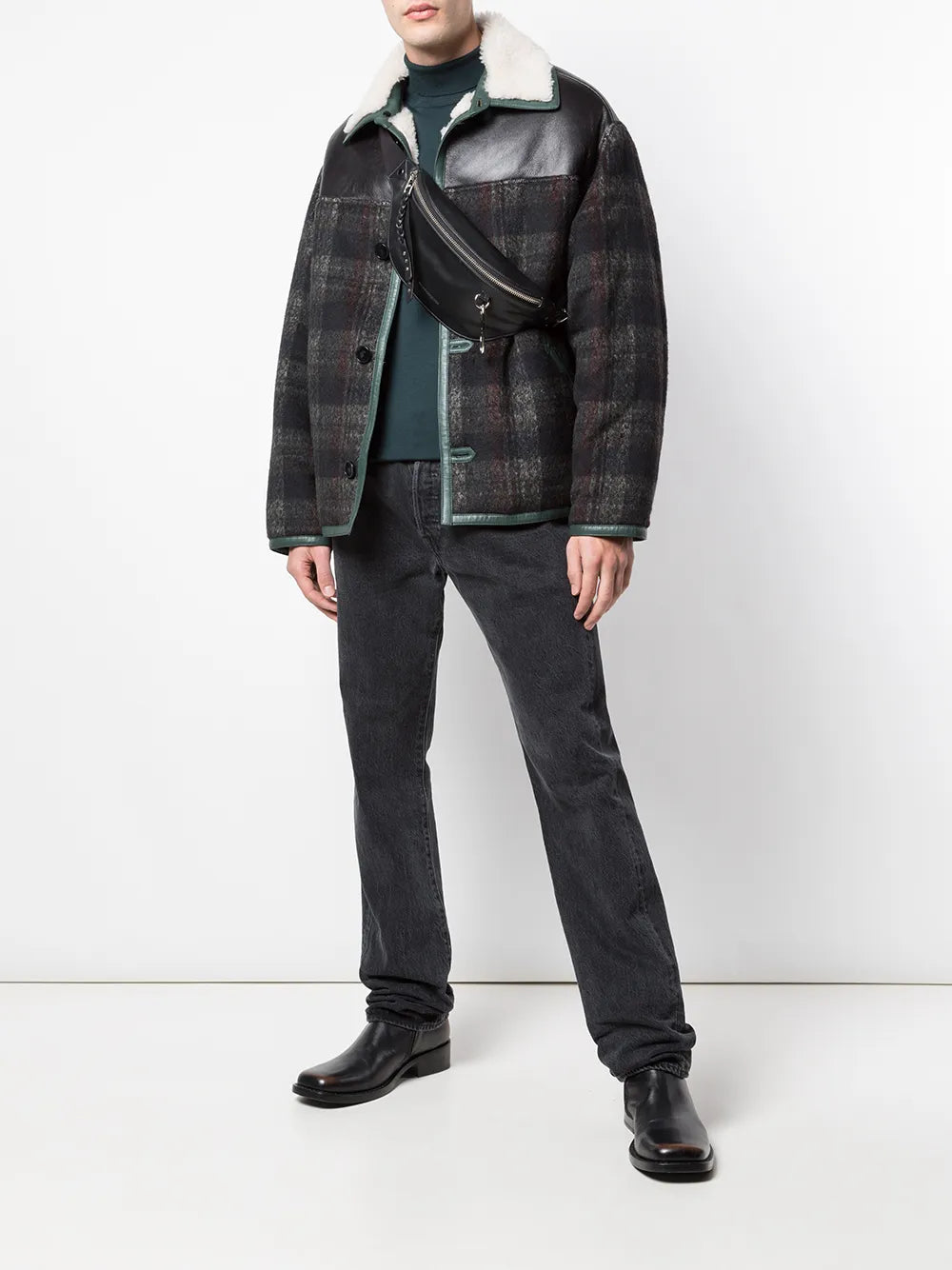 Tartan-Check Shearling-Collarjacket