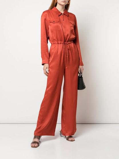 Zip-Front Long-Sleeve Jumpsuit