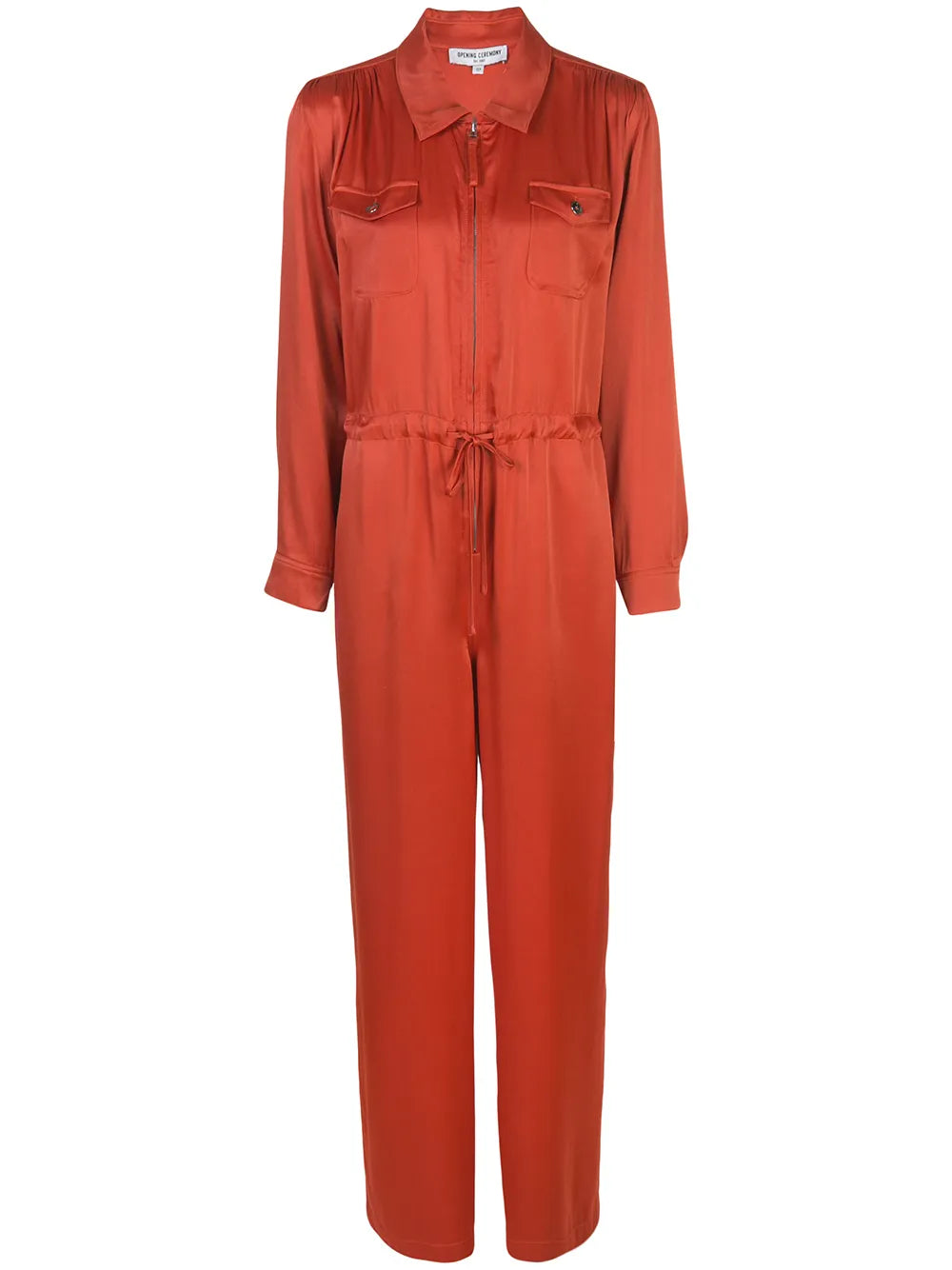 Zip-Front Long-Sleeve Jumpsuit