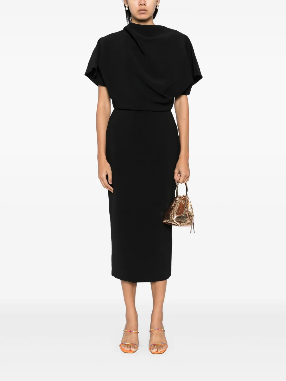 Draped Detailing Midi Dress