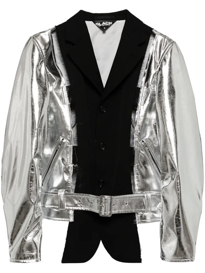 Single-Breasted Metallic Bomber Jacket