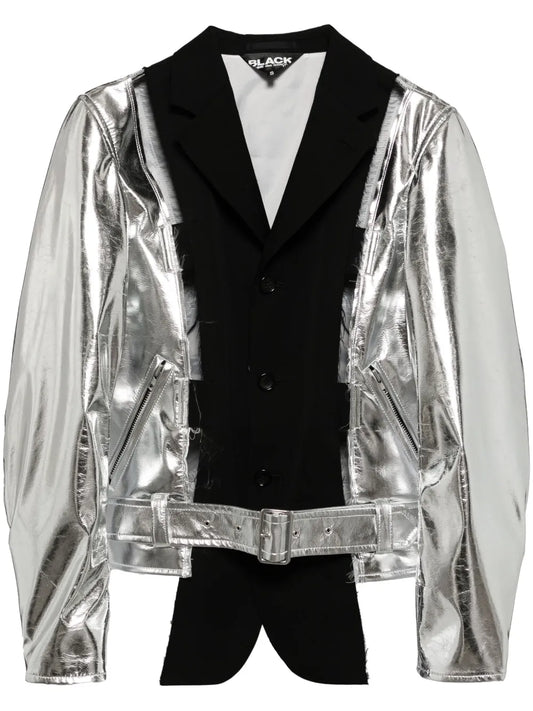 Single-Breasted Metallic Bomber Jacket