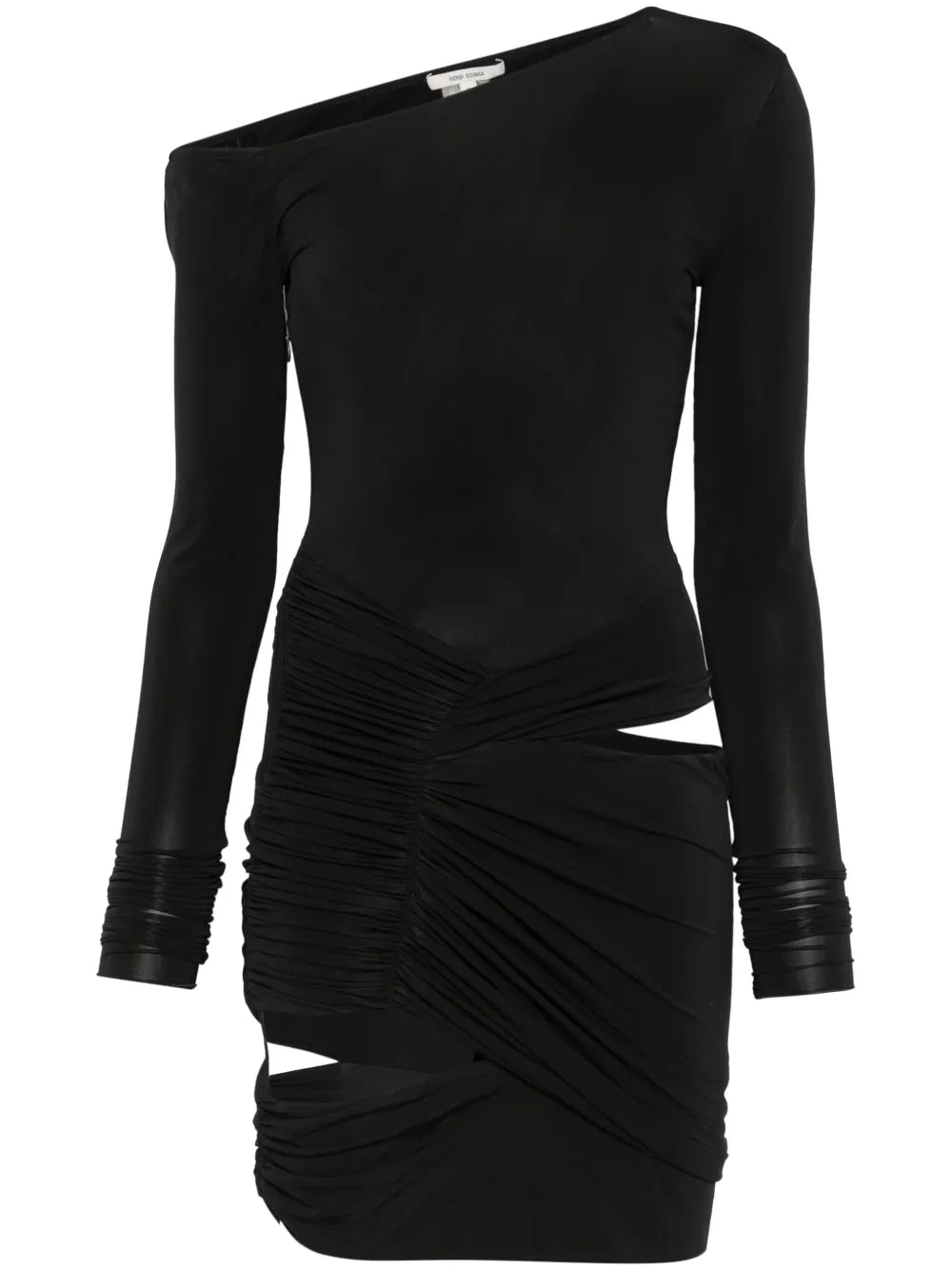 Asymmetric-Neck Mini Dress