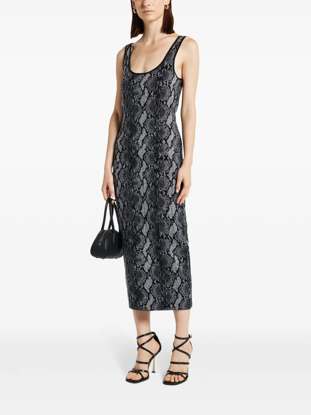 Snake-Print Georgette Midi Dress