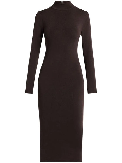 Mock-Neck Midi Dress