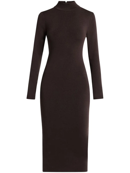 Mock-Neck Midi Dress