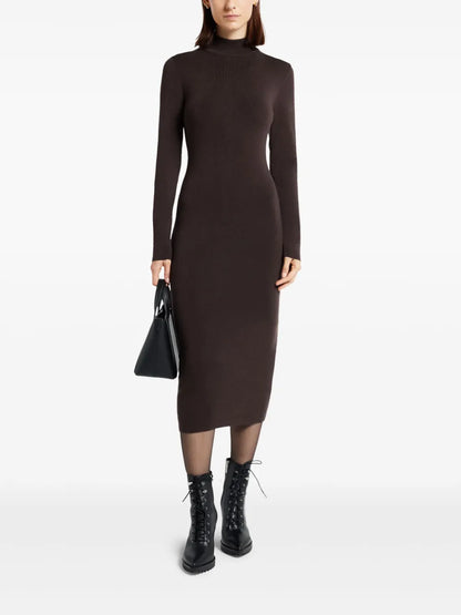 Mock-Neck Midi Dress