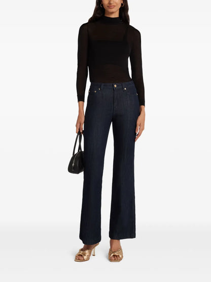Sheer Mock-Neck Sweater