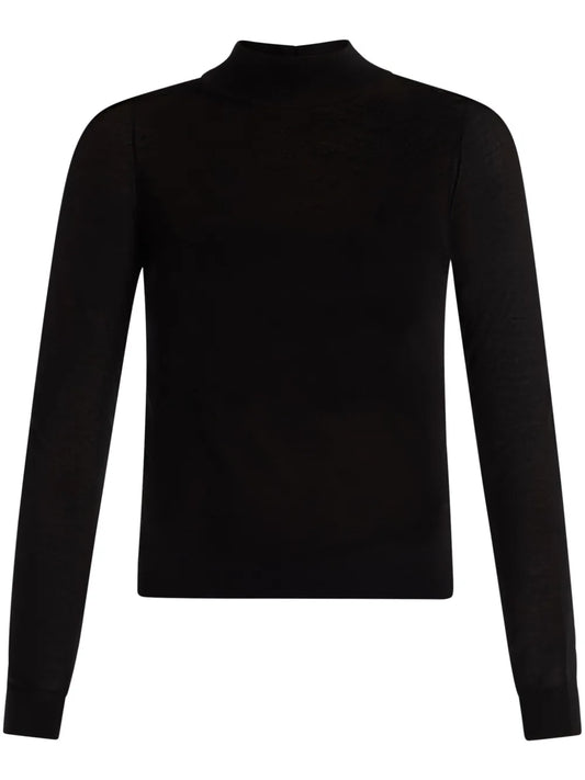 Sheer Mock-Neck Sweater