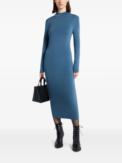 Mock-Neck Midi Dress