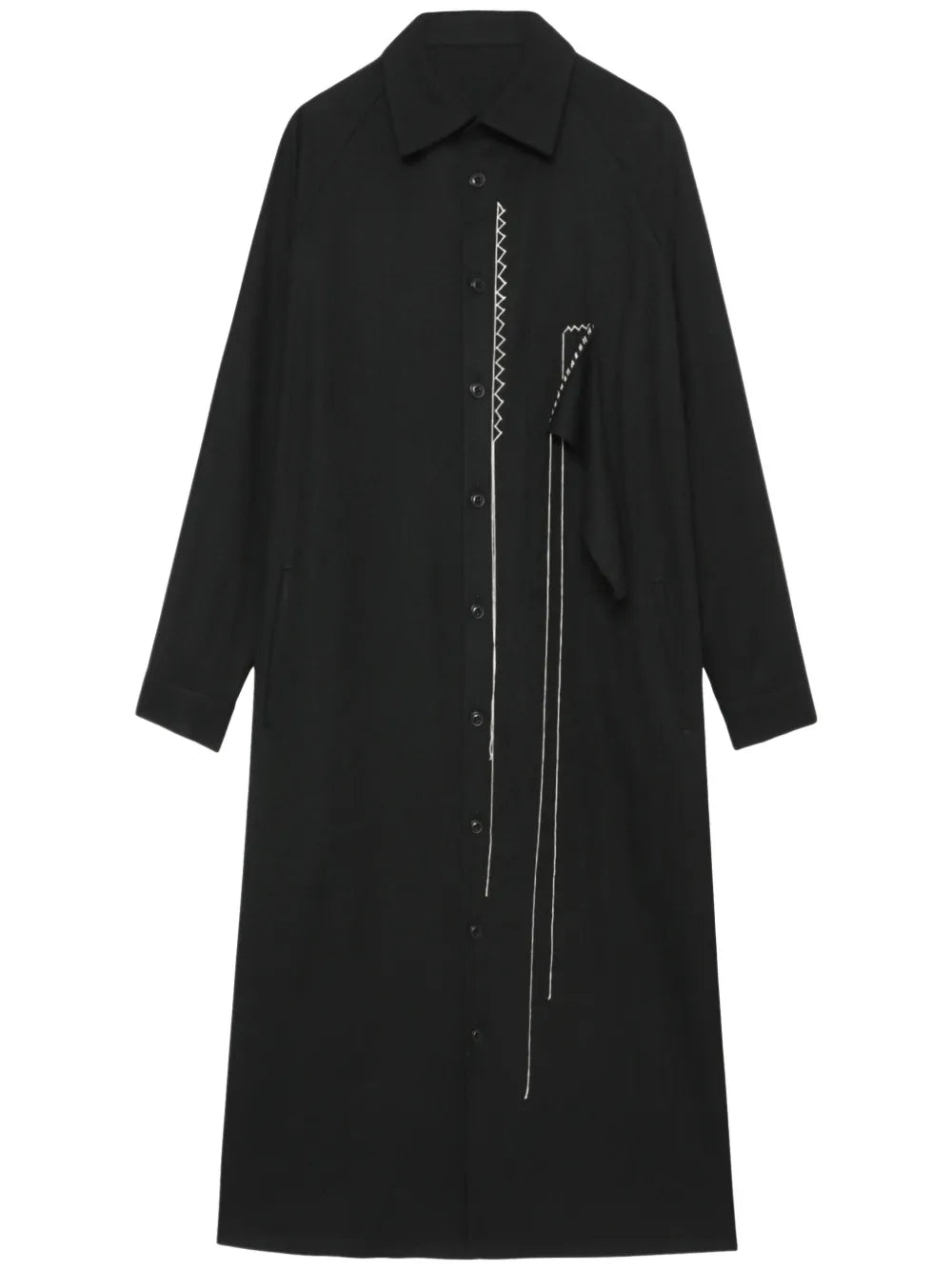 Decorative-Stitching Shirt Dress