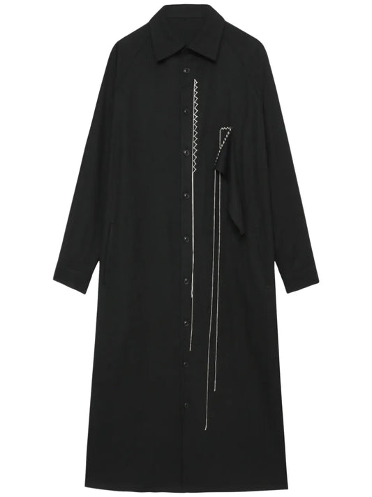 Decorative-Stitching Shirt Dress