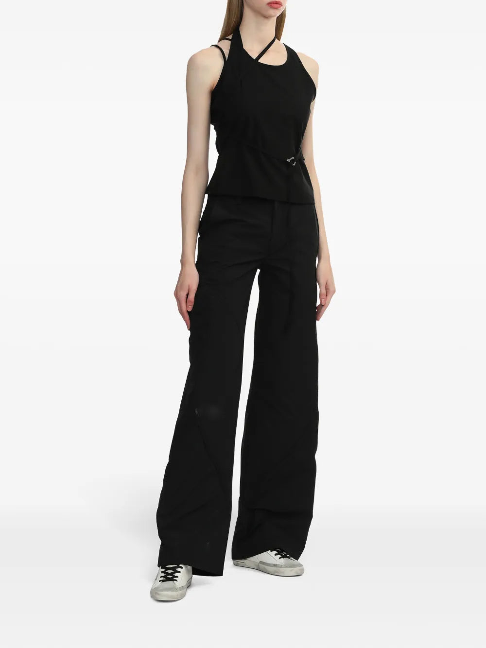 Strap-Detail Draped Top