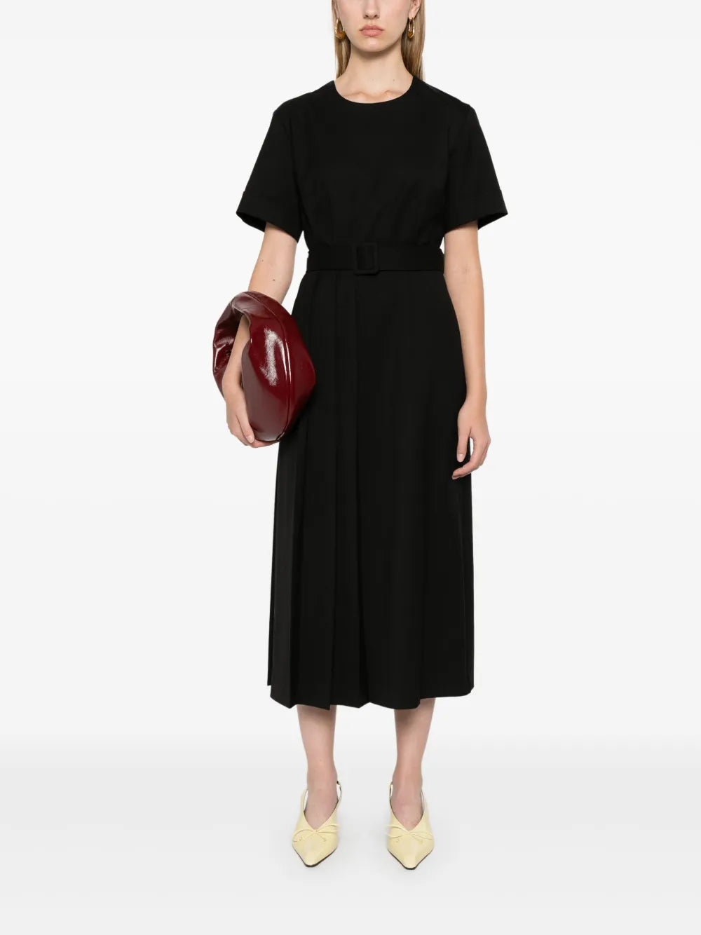Pleat-Detailed Midi Dress