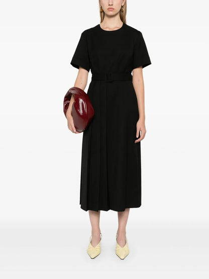 Pleat-Detailed Midi Dress