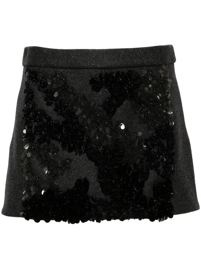 Sequined Mélange-Effect Mini Skirt