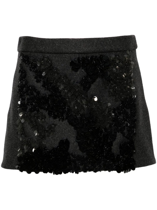 Sequined Mélange-Effect Mini Skirt