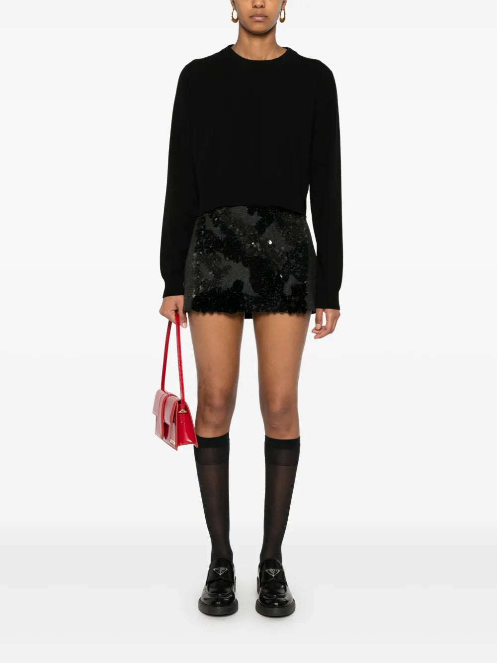 Sequined Mélange-Effect Mini Skirt