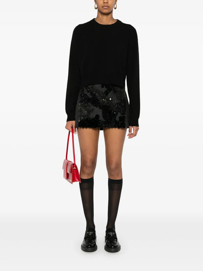Sequined Mélange-Effect Mini Skirt