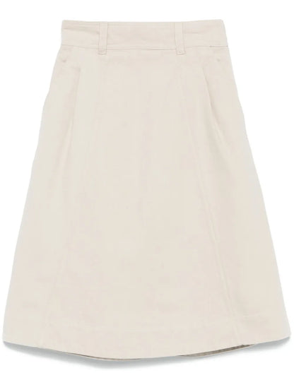 Twill-Weave Midi Skirt