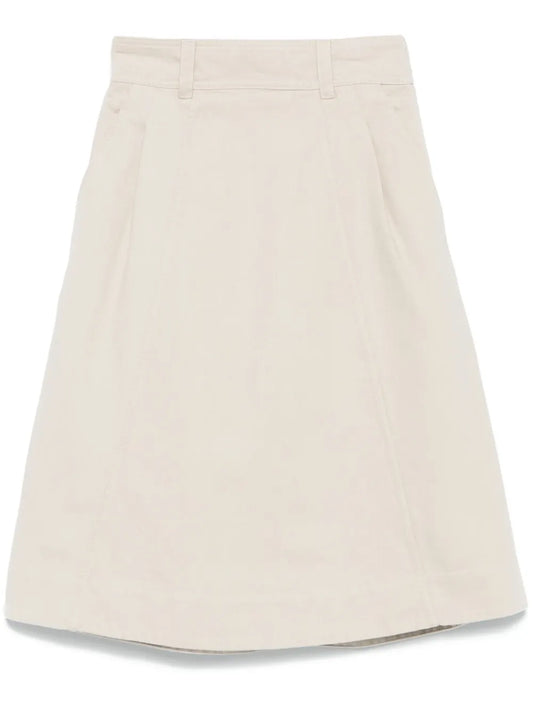 Twill-Weave Midi Skirt