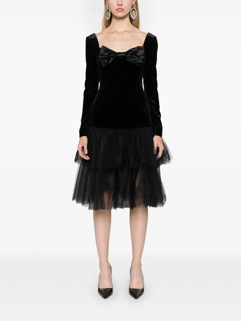 Duchesse-Bow Velvet Dress