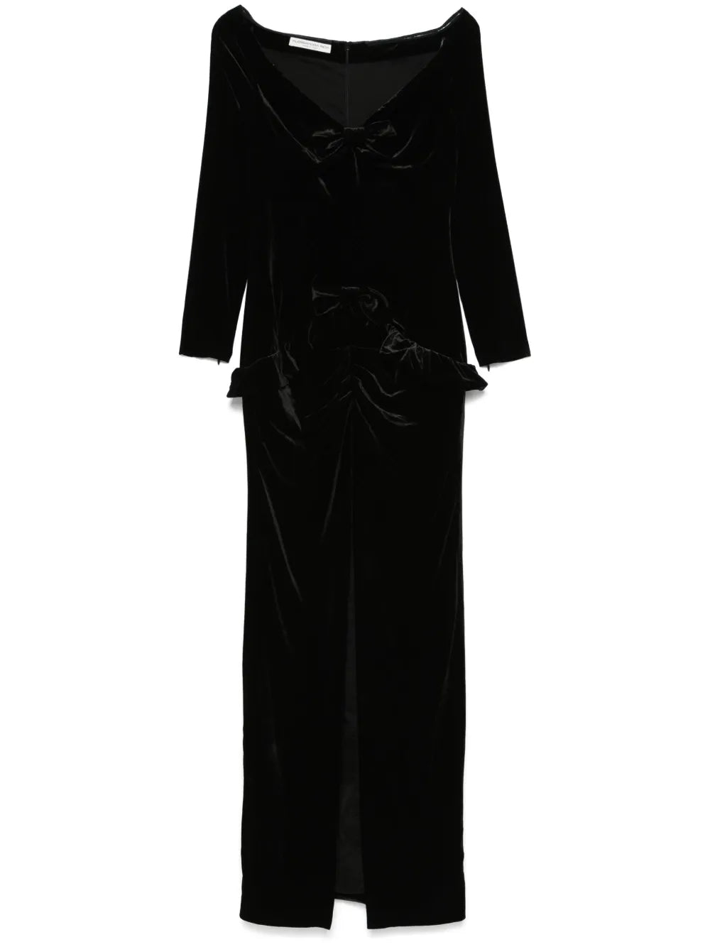 Bow-Detail Velvet Gown