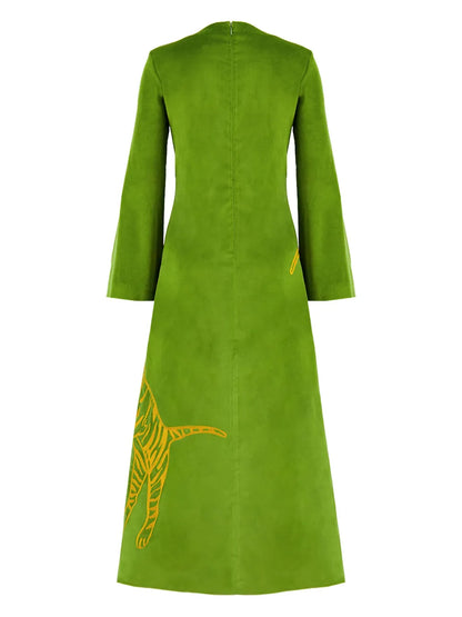 Embroidered Velvet Dress