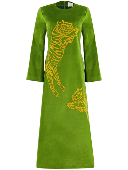 Embroidered Velvet Dress