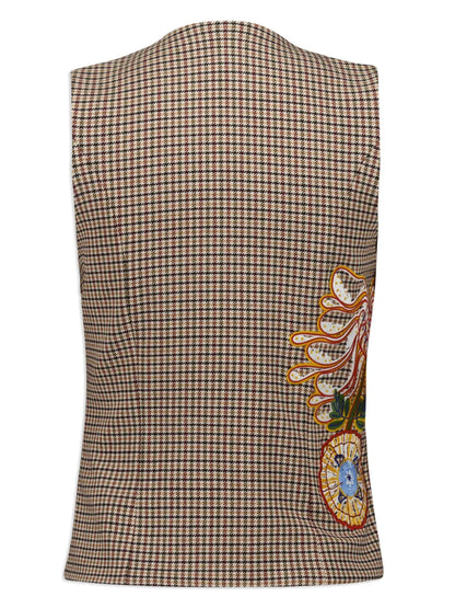 Houndstooth-Pattern Embroidered Waistcoat