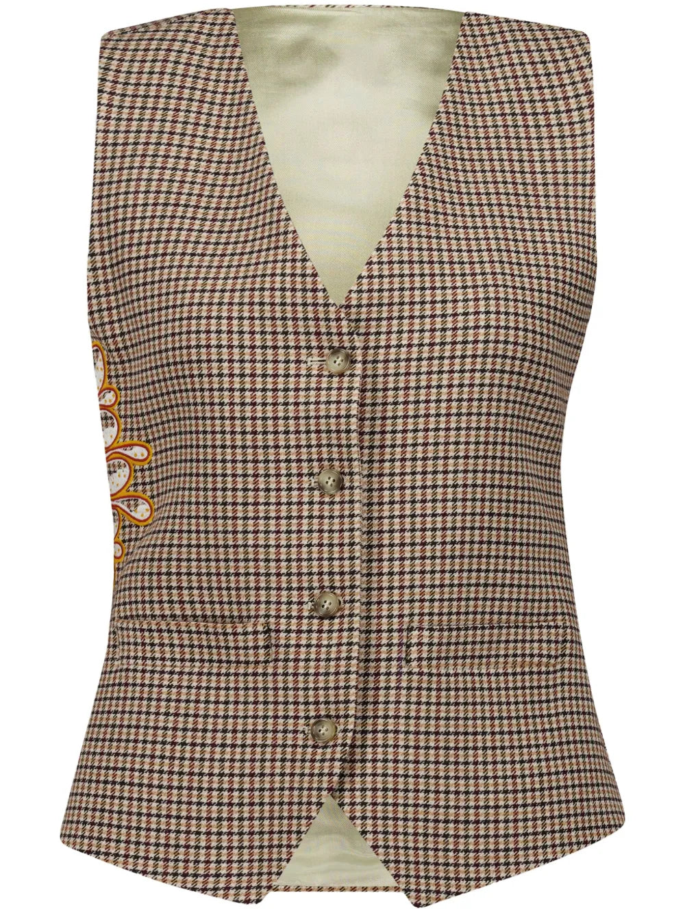 Houndstooth-Pattern Embroidered Waistcoat