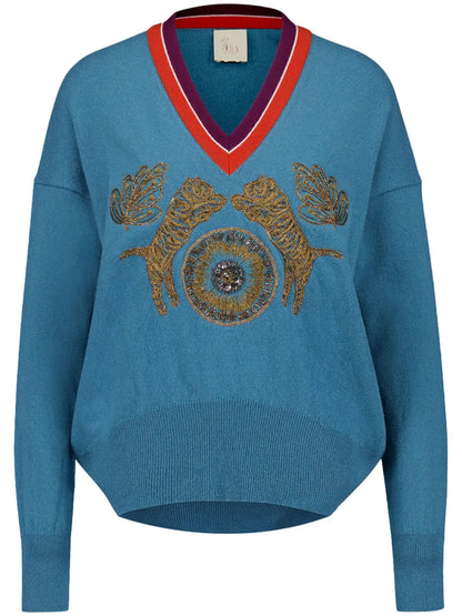 Embroidered Cashmere Sweater