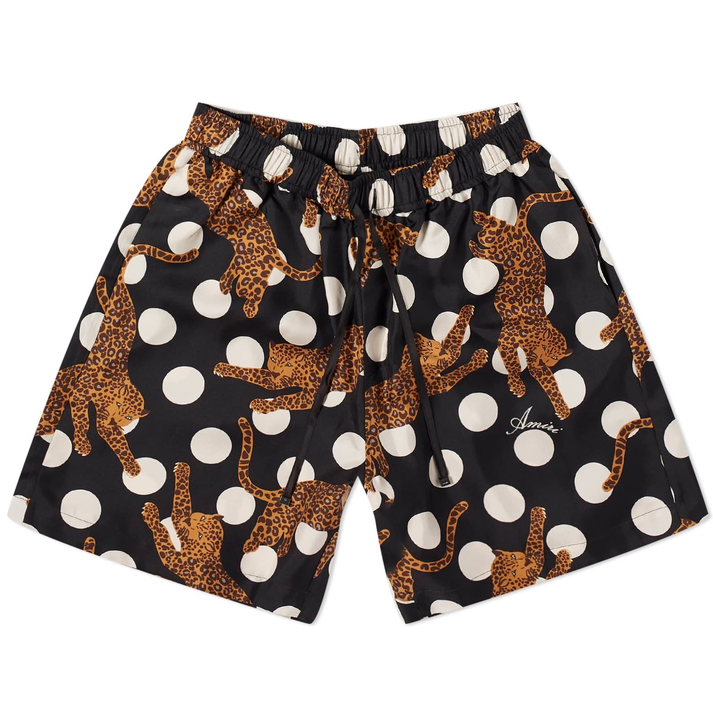 Leopard Polks Silk Shorts